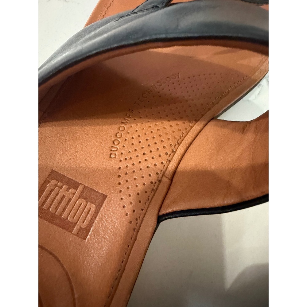 FitFlop Black Leather Delta Toe Thong Sandals Comfort Slides Womens 9 K31-001 - Picture 7 of 7